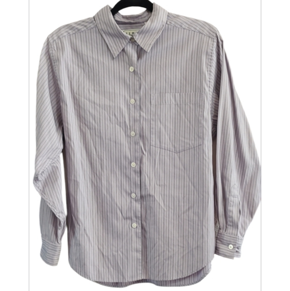 L.L. Bean Vintage Purple Striped Button Down Shirt Size 10